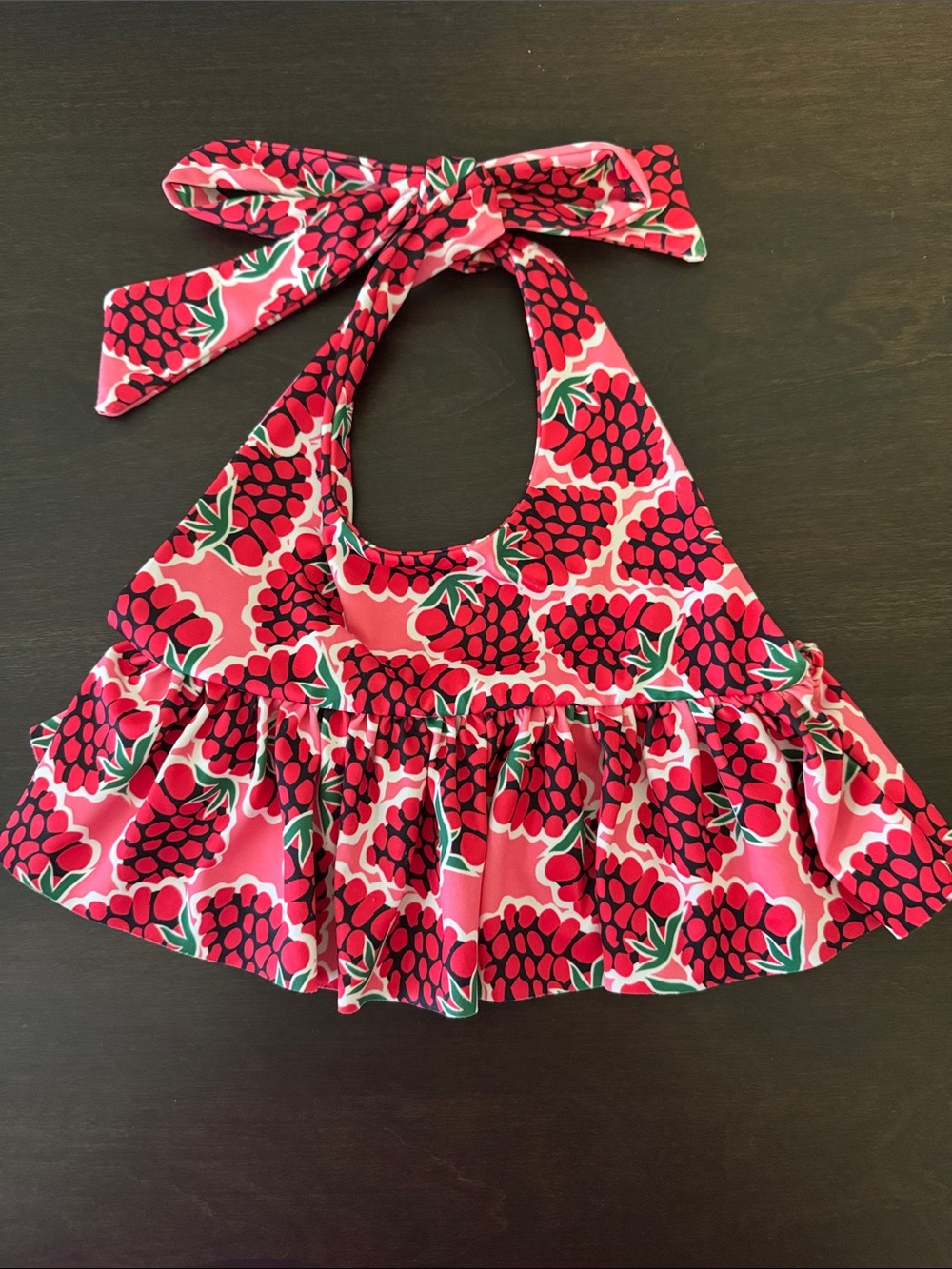 Kortni Jean Girls Pink Raspberry Print Halter Swim Top